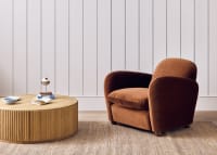 Nightcap Accent Chair in School Satchel Brown Clever Velvet