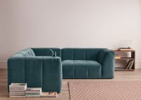 Top of The Blocks Corner Sofa in Sopping Seagrass Teal Velvet