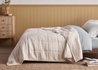 Stripey Slubby Linen Quilt - 200cm x 230cm - Butterscotch