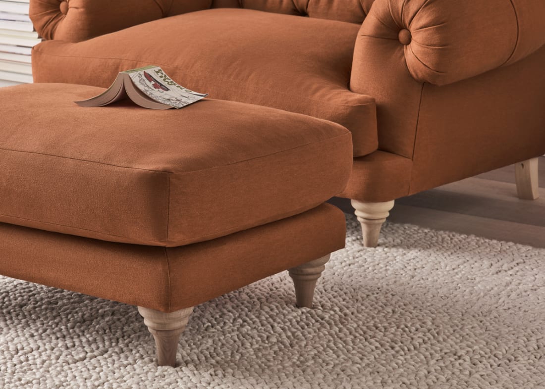 Bagsie Footstool in Broken Pot Orange Linen