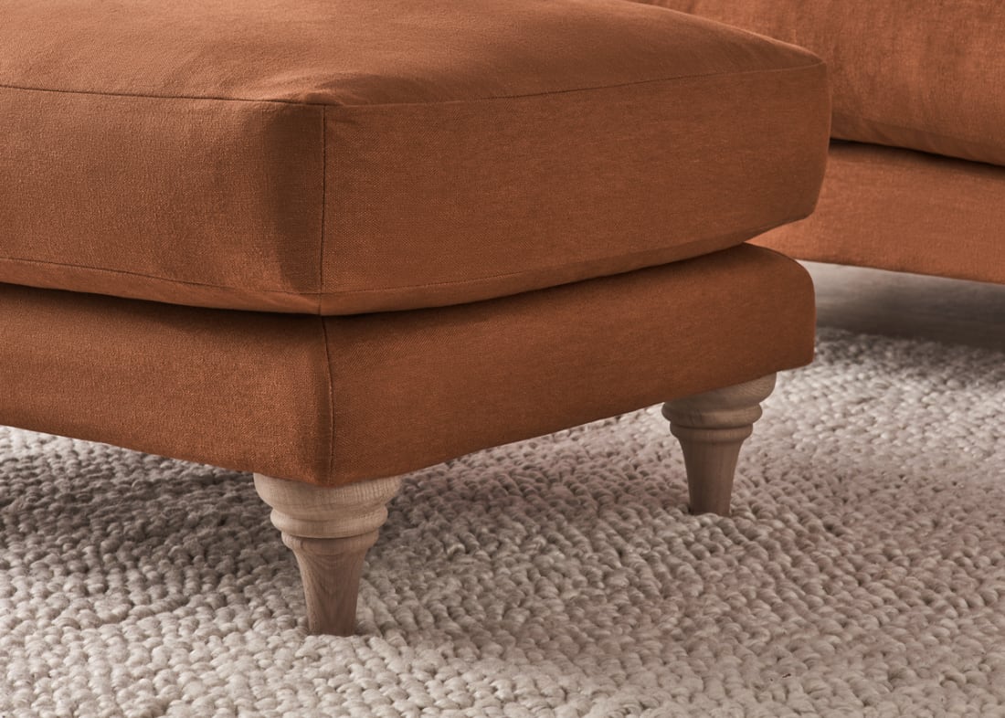 Bagsie Footstool in Broken Pot Orange Linen