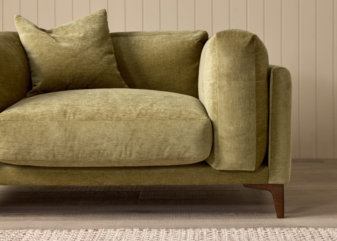 Basecamp Love Seat in Pressed Olives Green Chenille
