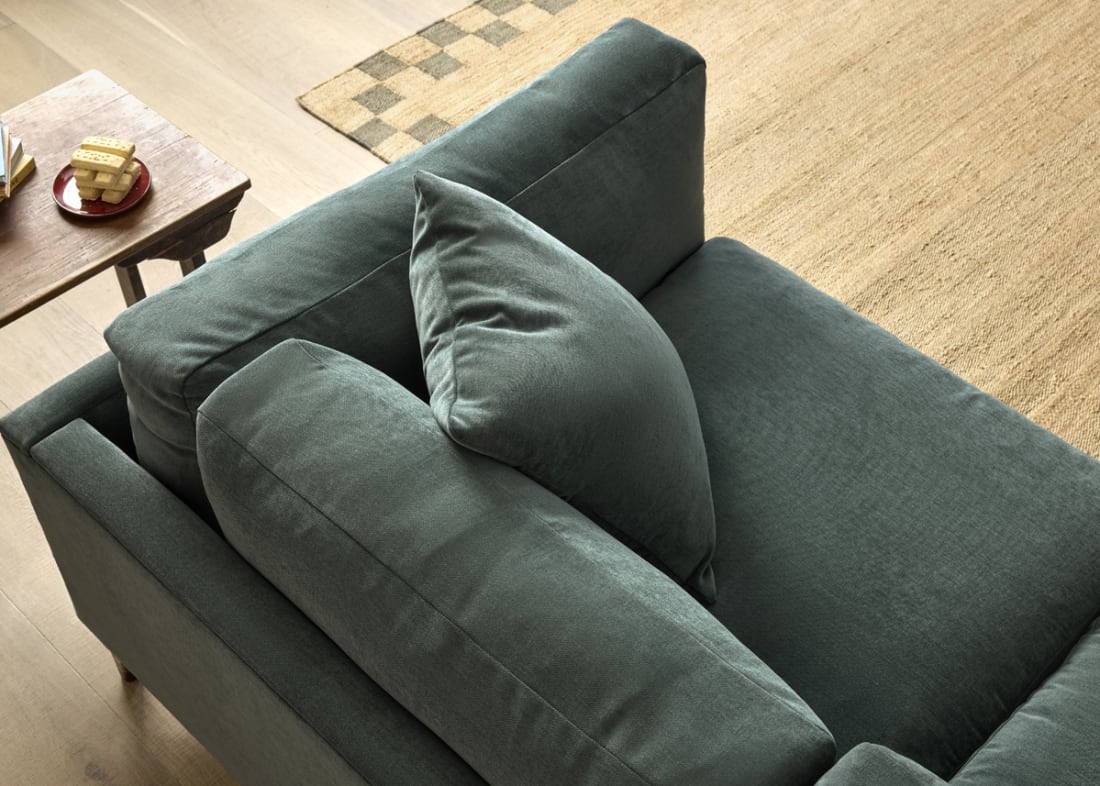 Basecamp Sofa in Sopping Seagrass Teal Chenille