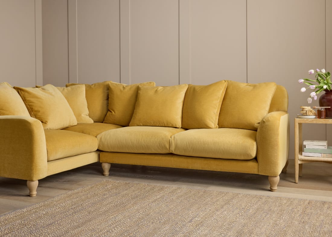 Bear Hug corner Sofa in Honey Pot Yellow Chenille