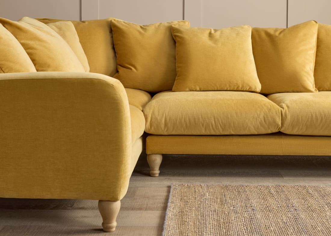 Bear Hug corner Sofa in Honey Pot Yellow Chenille
