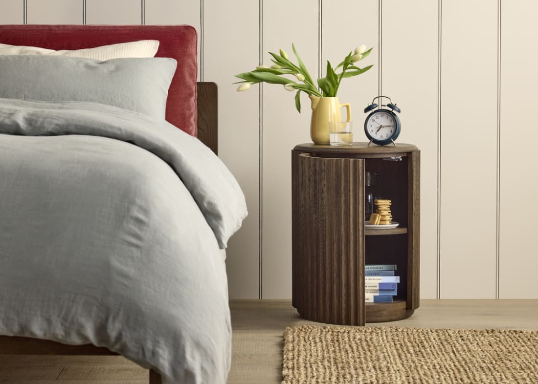 Bobbin Side Table with Wooden Top in Dark Oak