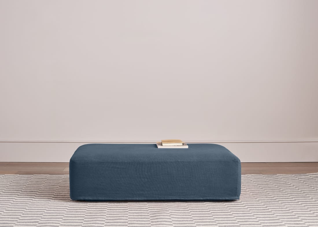 Bruges Footstool in Hosepipe Teal Linen
