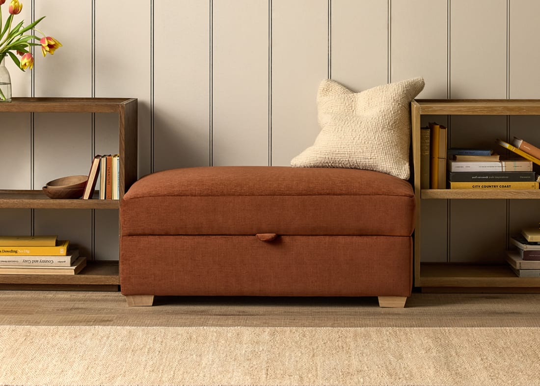 Bumper Footstool in School Satchel Brown Chenille
