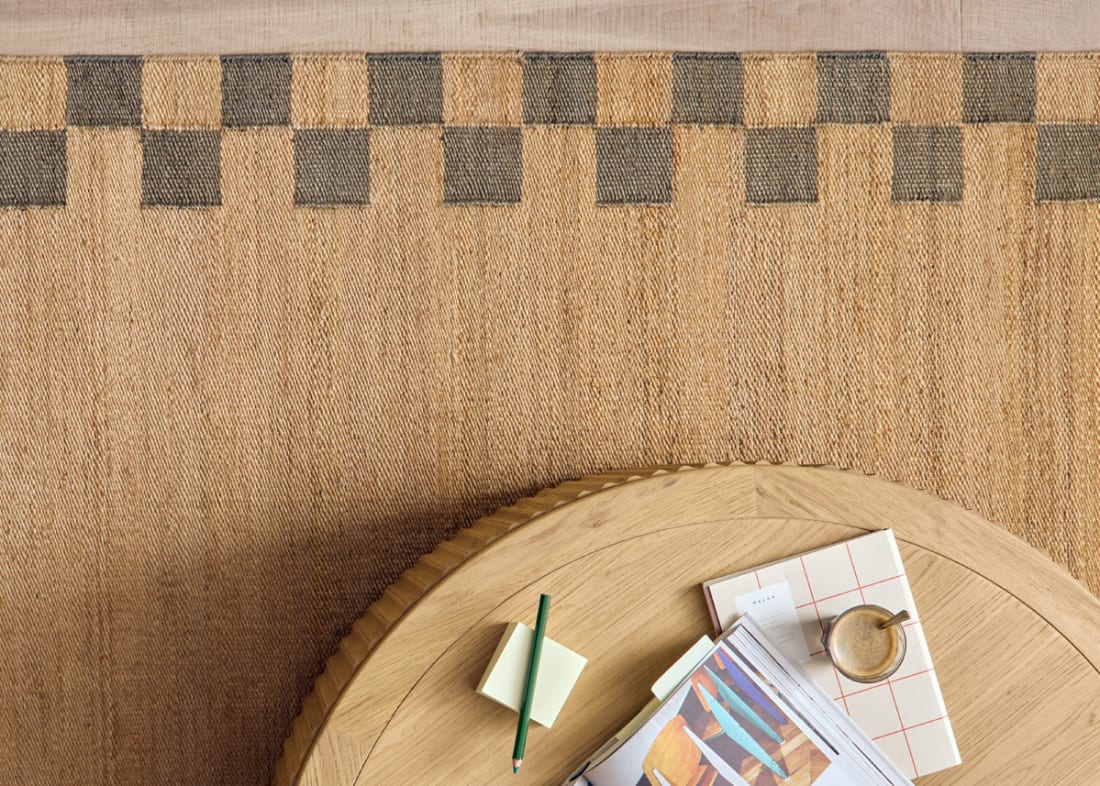 CHECKY EDGE JUTE RUG RED 7