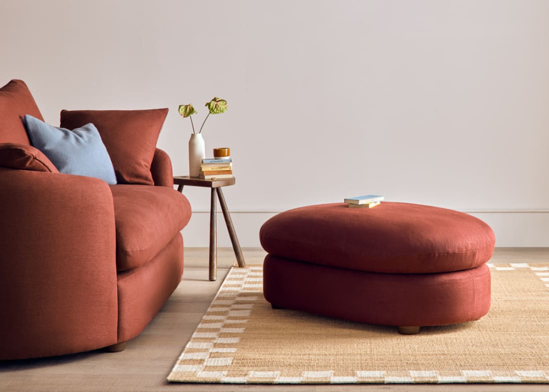 Curvella Footstool School Satchel Brown Linen