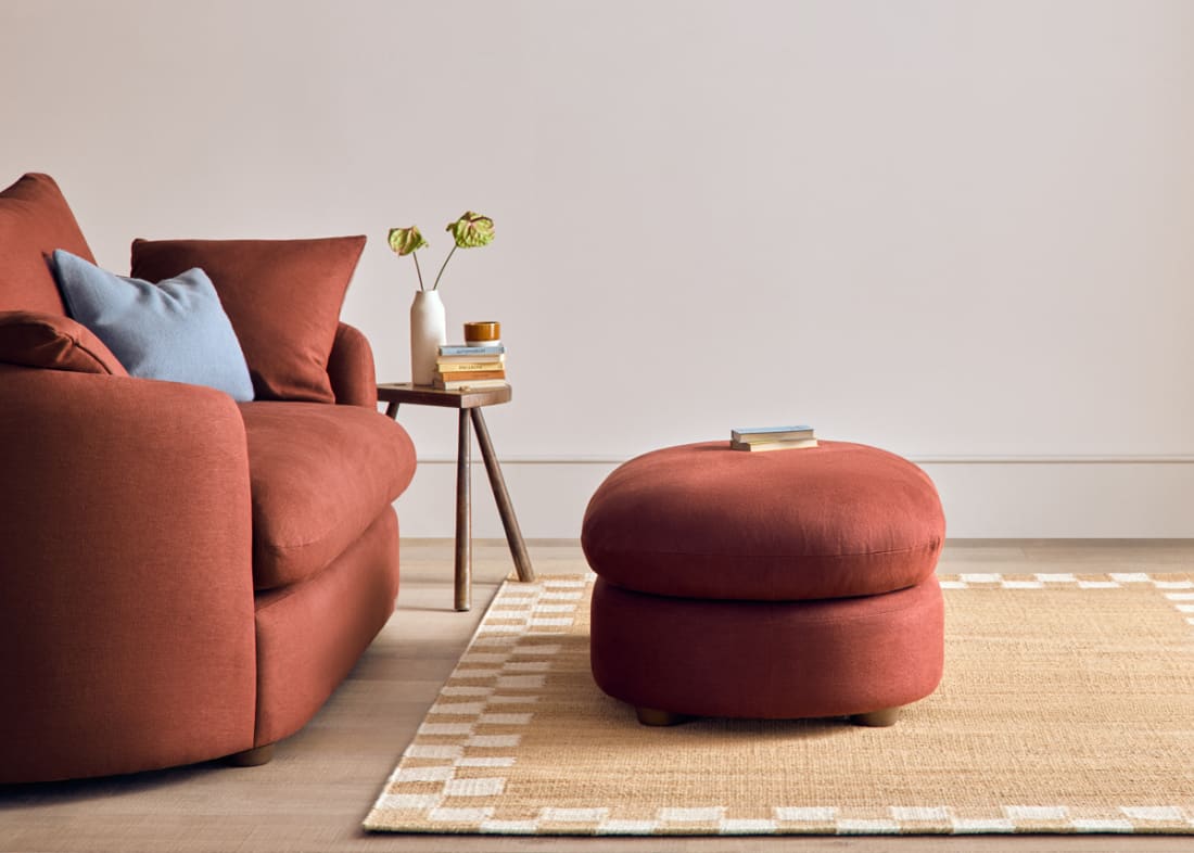 Curvella Footstool School Satchel Brown Linen