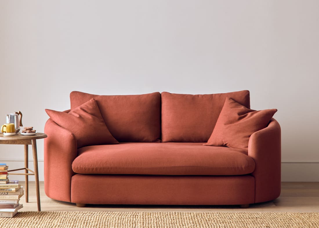 Curvella Sofa in School Satchel Brown Linen