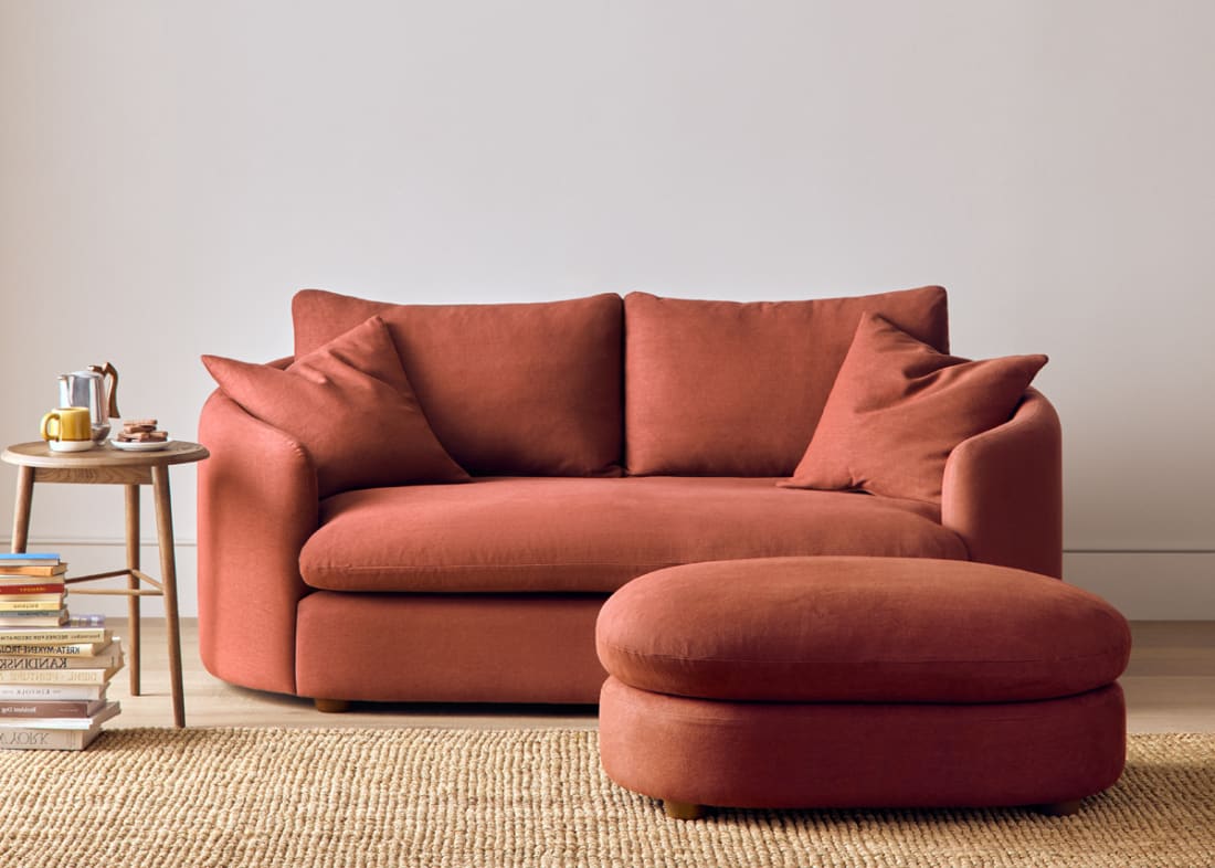 Curvella Sofa in School Satchel Brown Linen