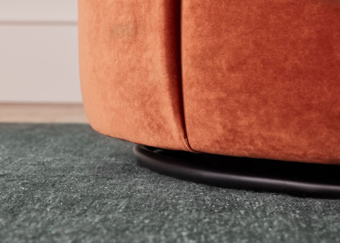 Dunkins Swivel Accent Chair in Broken Pot Orange Velvet