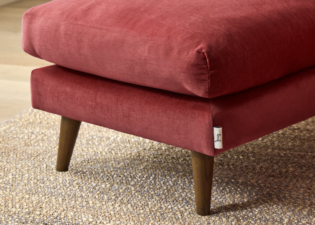 Groover Footstool in Toffee Apple Red Chenille