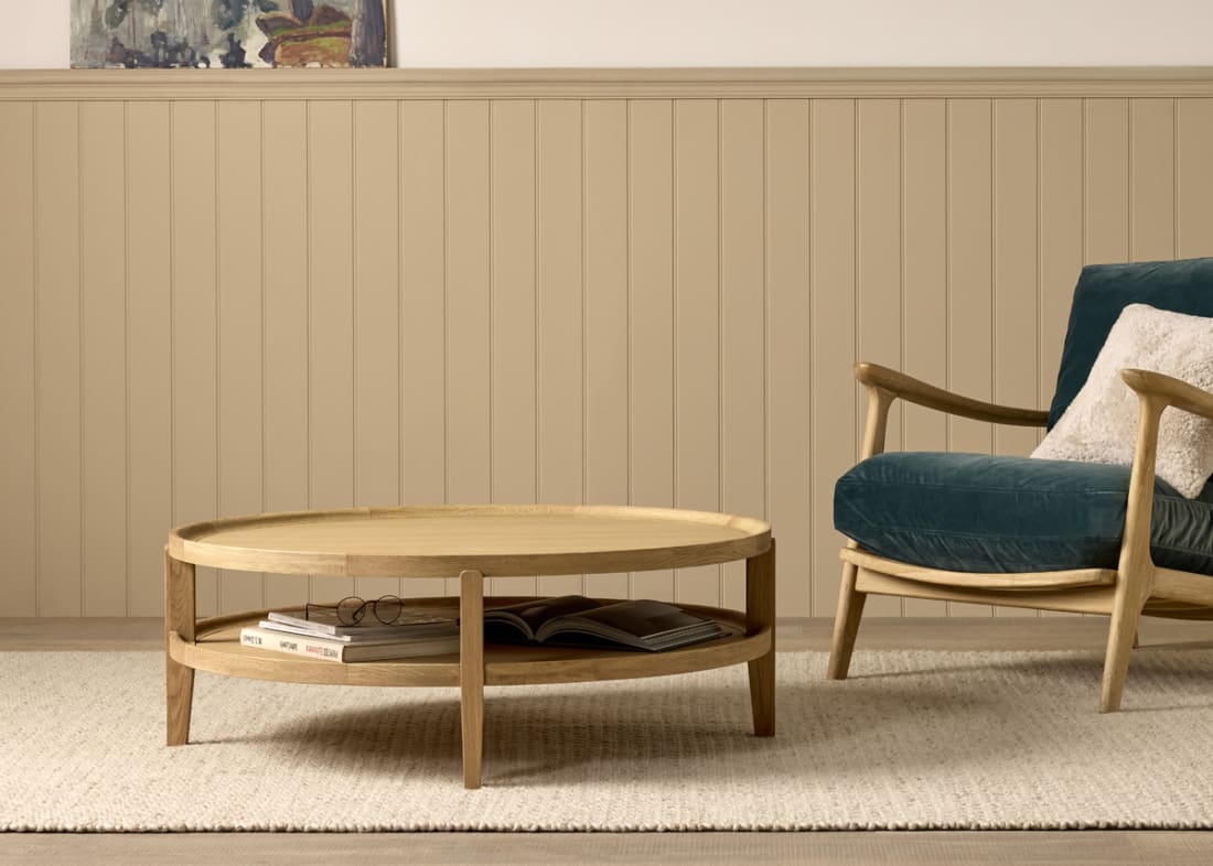 Hobnob Coffee Table in Light Oak in Sopping Seagrass Teal Velvet