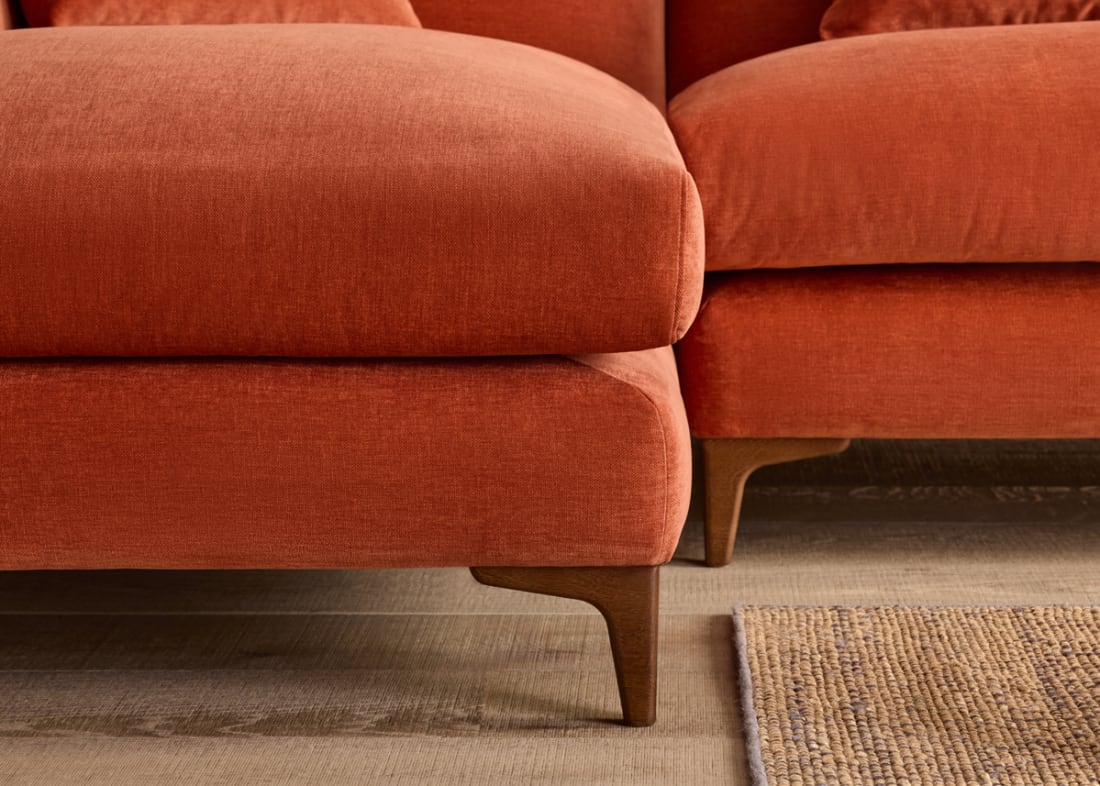La Dolce Seater Chaise Sofa in Broken Pot Orange Chenille