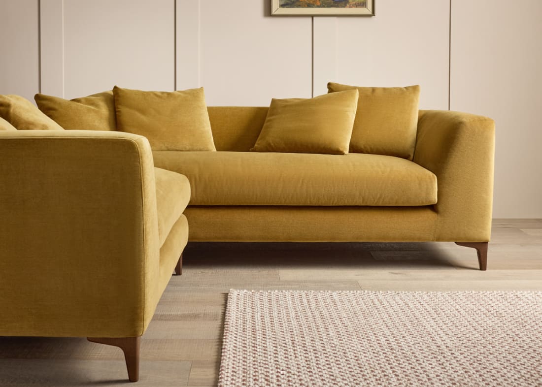 La Dolce Seater Corner Sofa in Treacle Tart Yellow Chenille