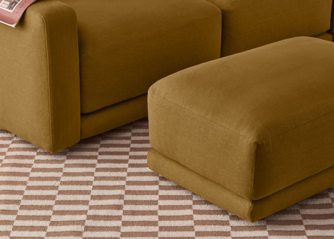 Little Softie Footstool in Treacle Tart Yellow Linen