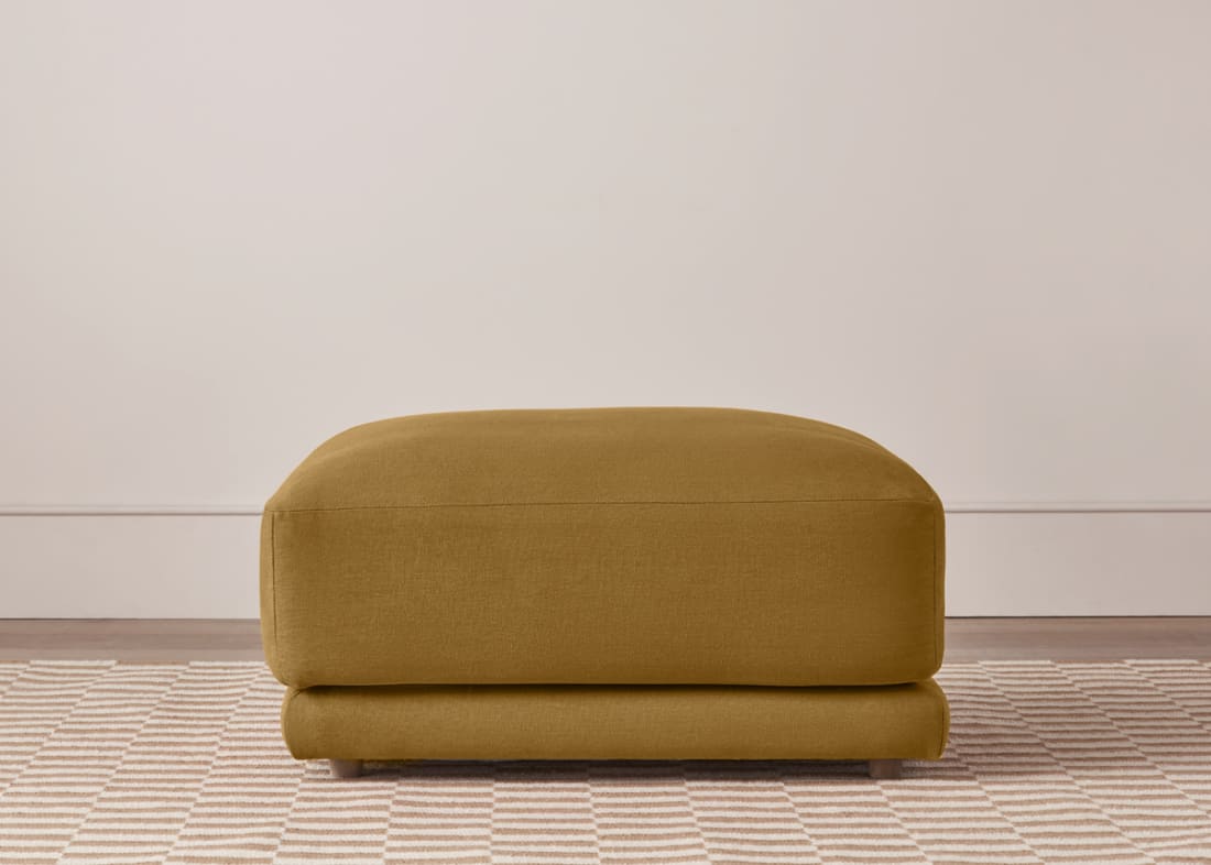 Little Softie Footstool in Treacle Tart Yellow Linen