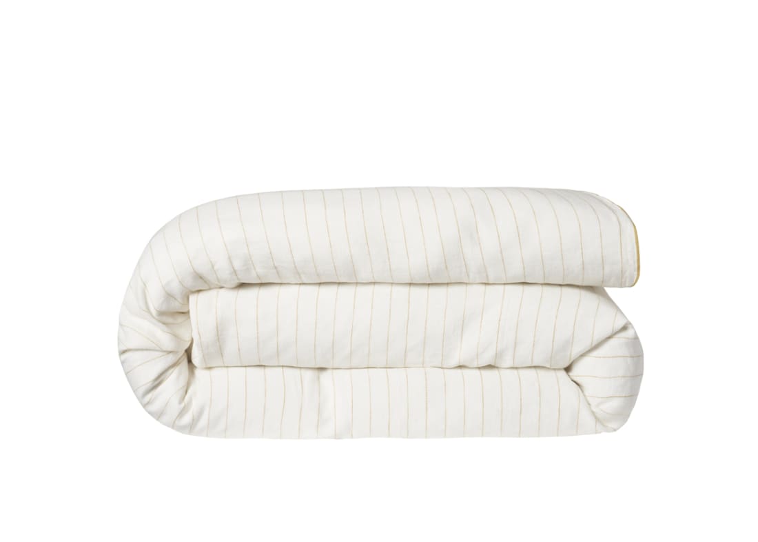 Widey Stripe Lazy Linen Duvet Cover - Double - Butterscotch