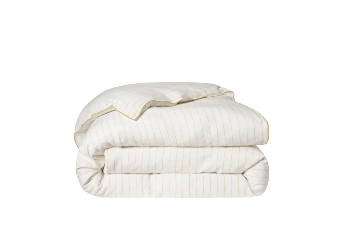 Widey Stripe Lazy Linen Duvet Cover - Double - Butterscotch