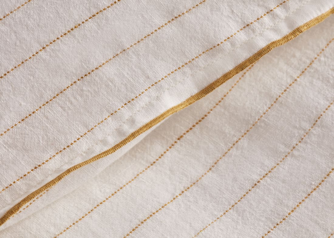 Widey Stripe Lazy Linen Duvet Cover - Double - Butterscotch