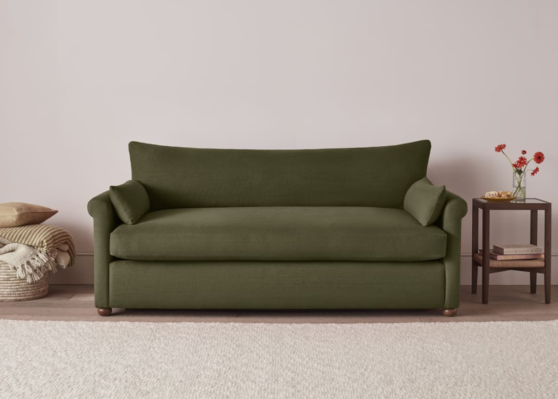Queenie Sofa Bed in Waxed Jacket Green Linen