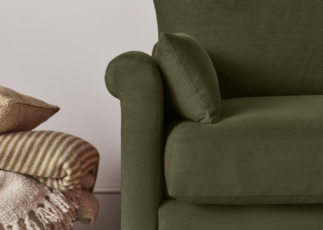 Queenie Sofa Bed in Waxed Jacket Green Linen