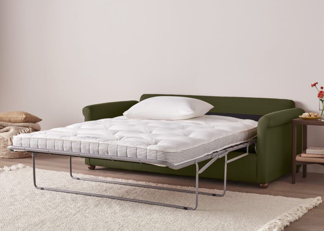 Queenie Sofa Bed in Waxed Jacket Green Linen