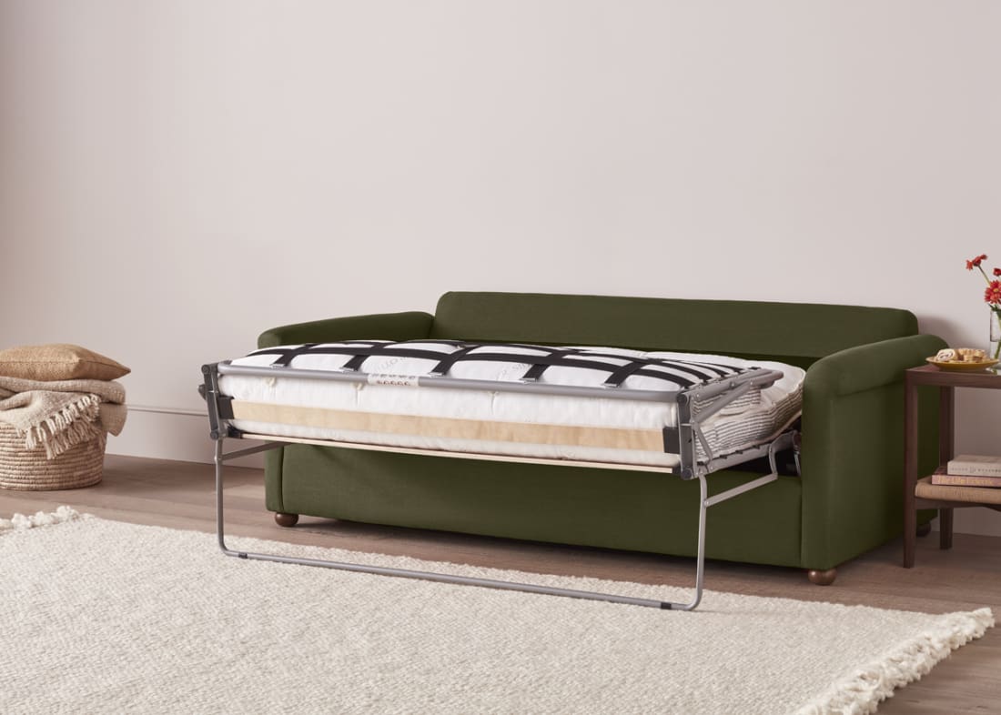 Queenie Sofa Bed in Waxed Jacket Green Linen