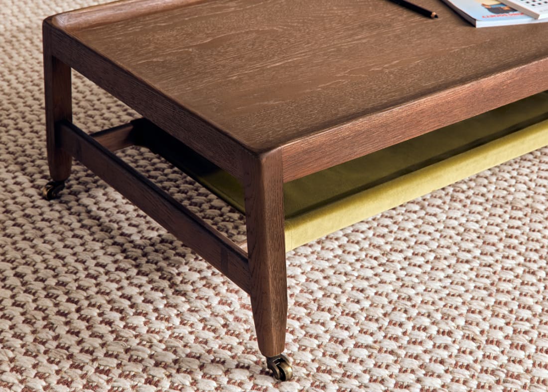 Slingshot Coffee Table in Pressed Olives Green Velvet