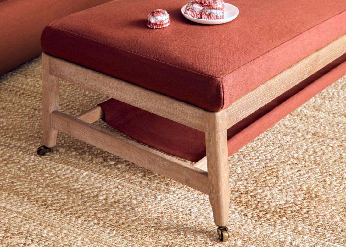 Slingshot Coffee Table in Quince Jam Red Linen