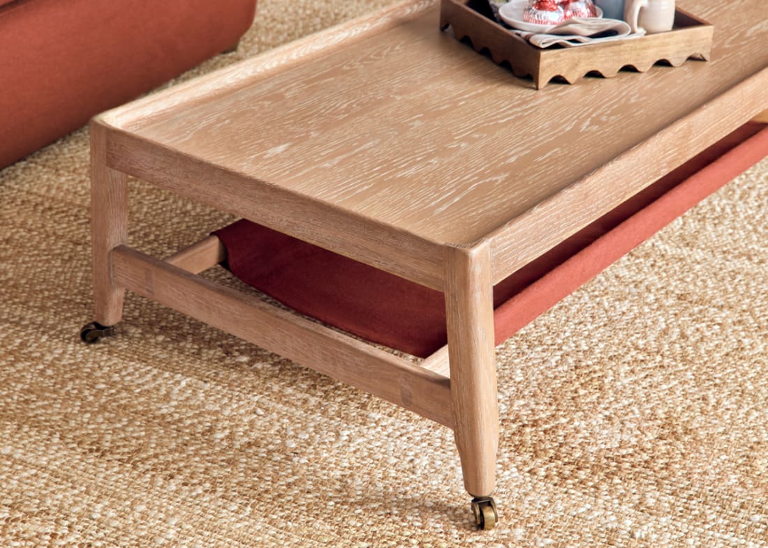 Slingshot Coffee Table in Quince Jam Red Linen