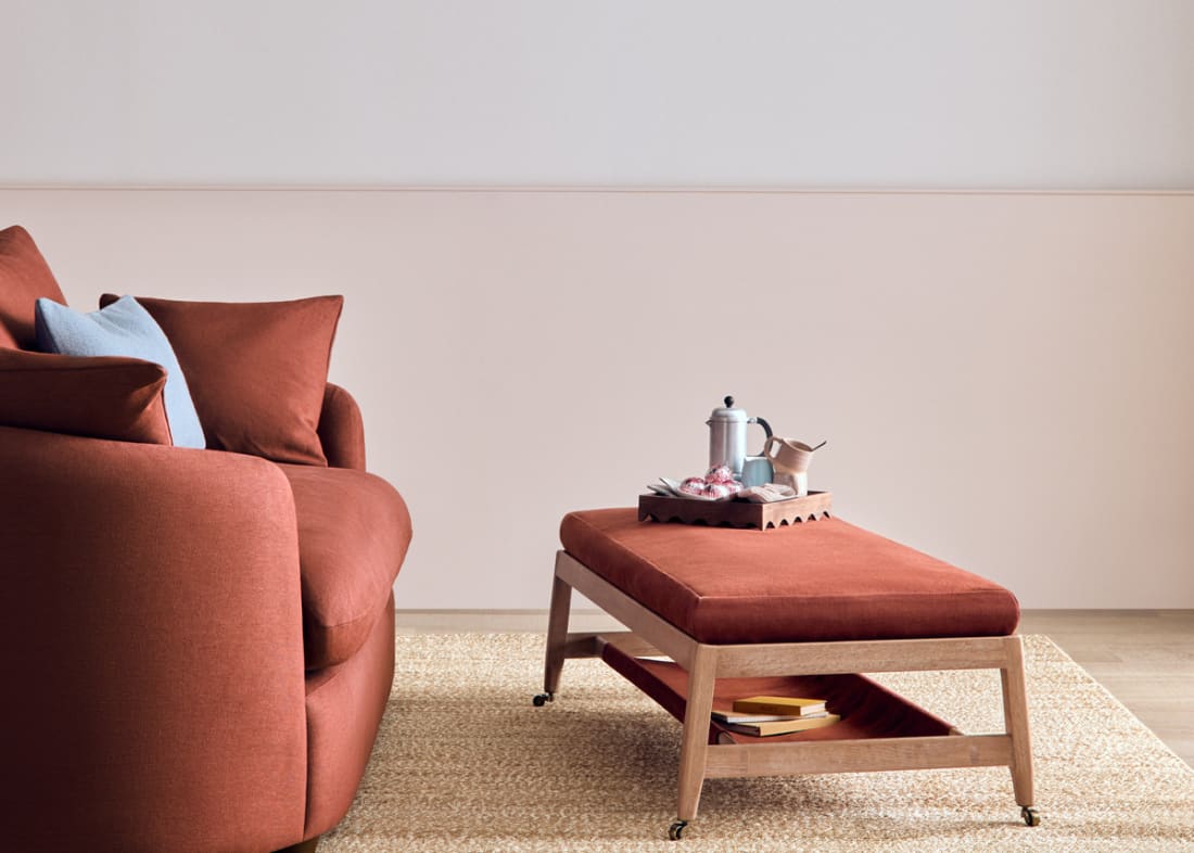 Slingshot Coffee Table in Quince Jam Red Linen
