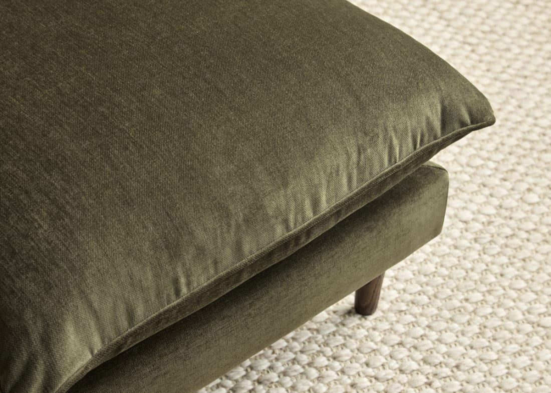 Slow Riser Footstool in Wine Bottle Green Chenille