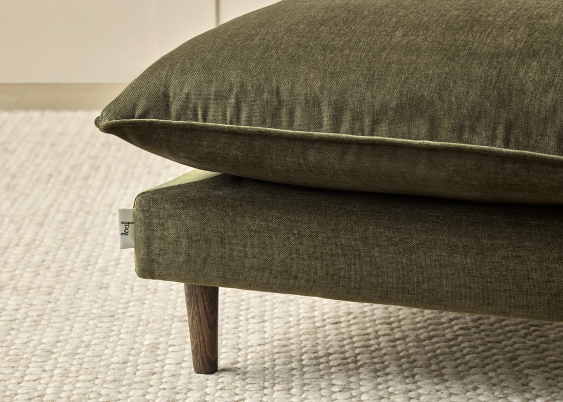 Slow Riser Footstool in Wine Bottle Green Chenille