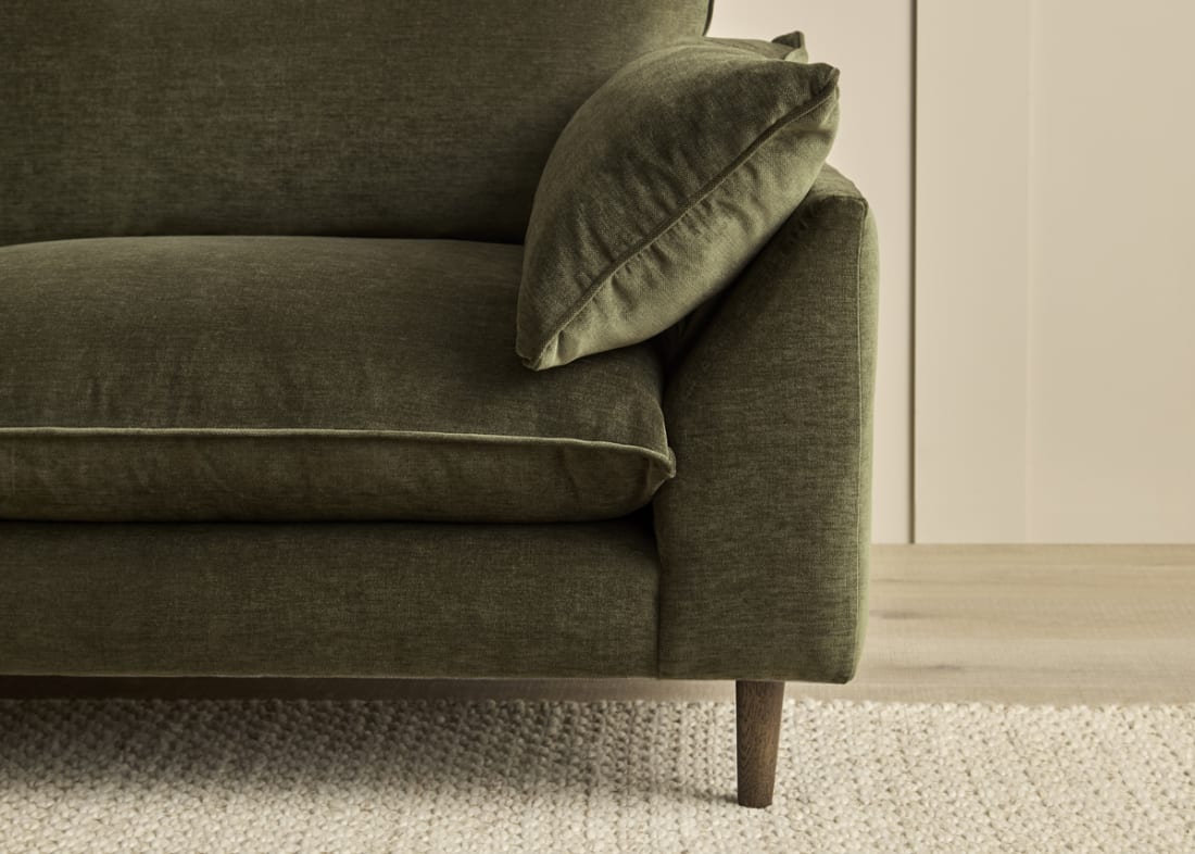 Slow Riser Sofa in Wine Bottle Green Chenille