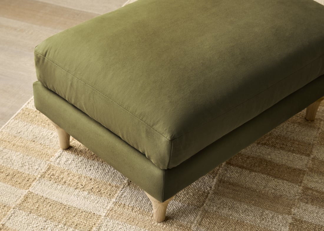 Smithy Footstool in Pressed Olives Green Twill