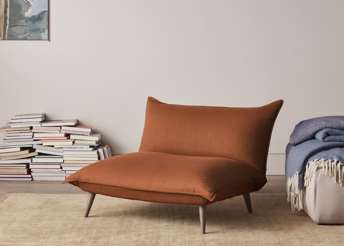 Soft Spot Accent Chair in Broken Pot Orange Linen