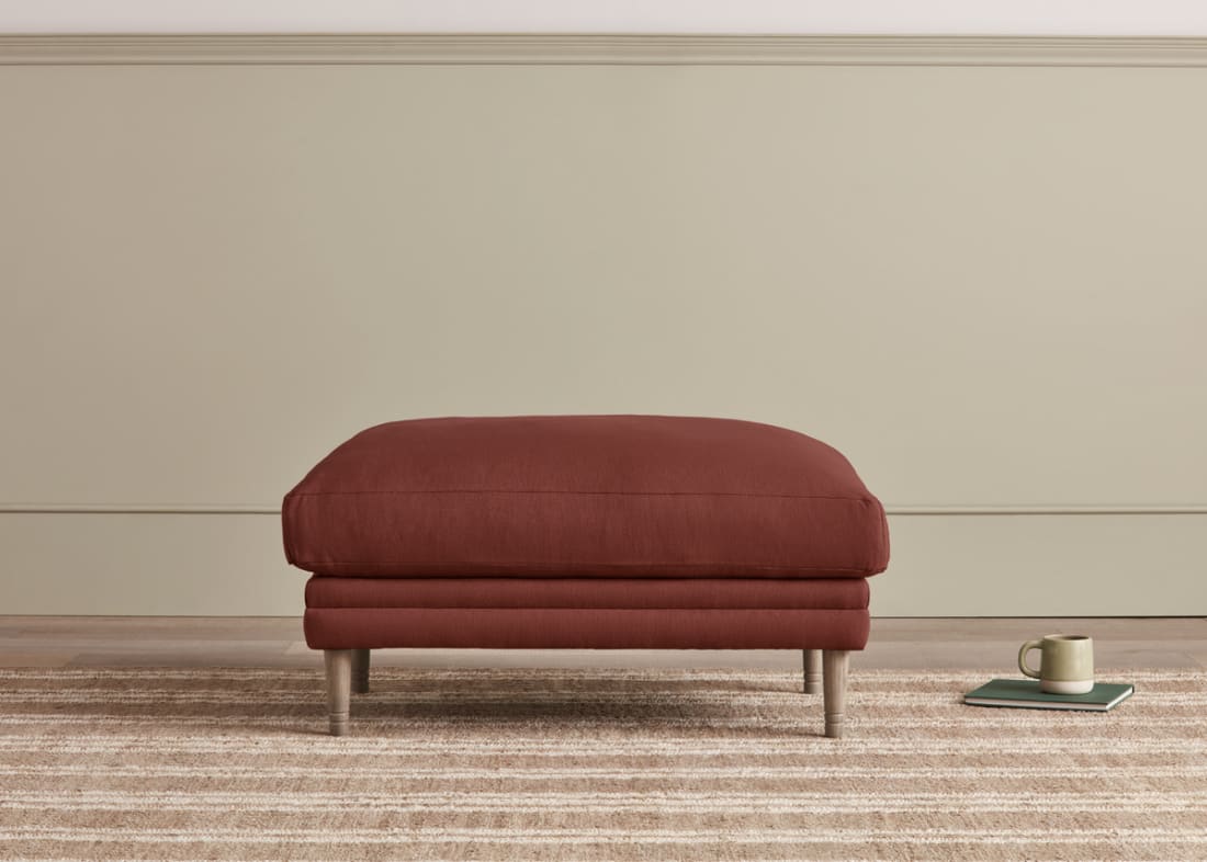 Squisharoo Footstool in Quince Jam Red Linen