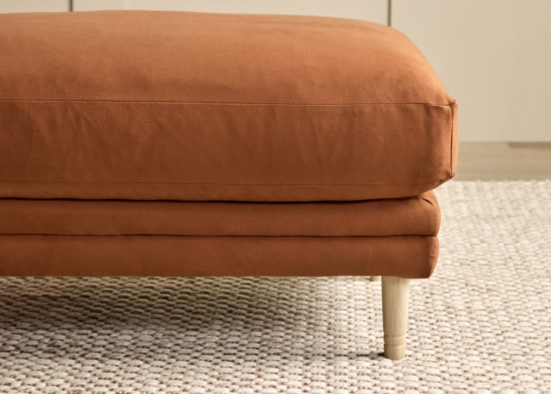 Squisharoo Footstool in Broken Pot Orange Twill
