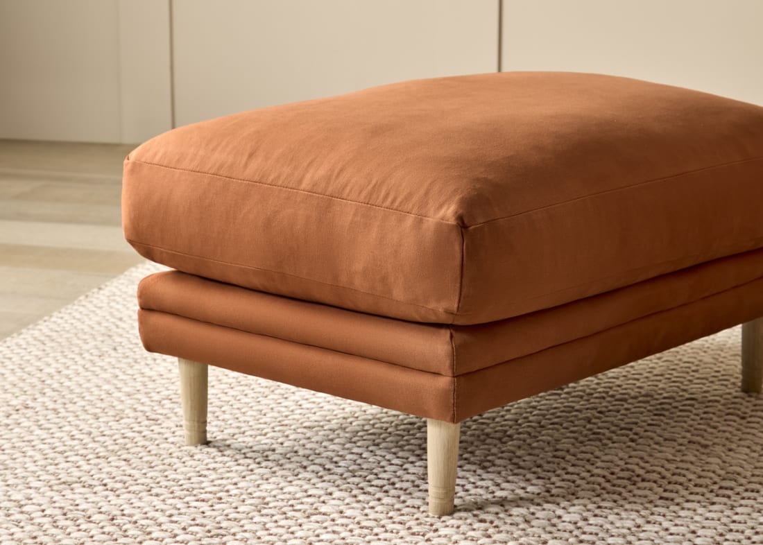 Squisharoo Footstool in Broken Pot Orange Twill
