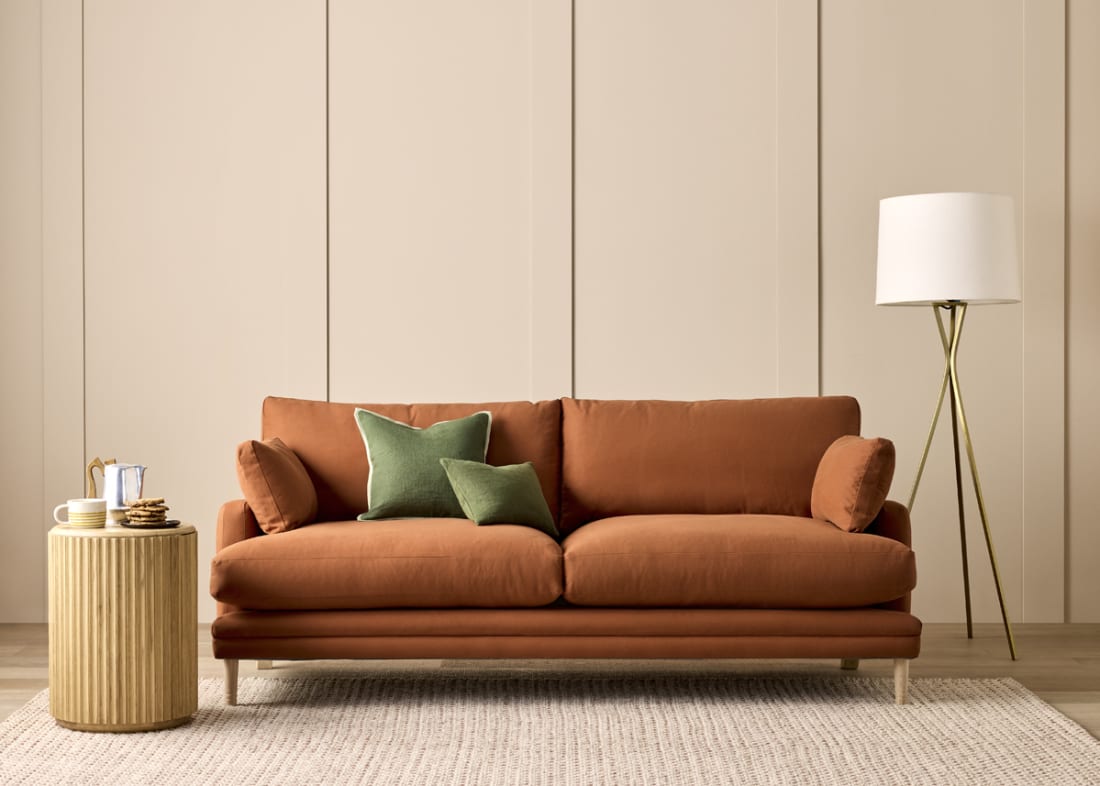 Squisharoo Sofa in Broken Pot Orange Twill
