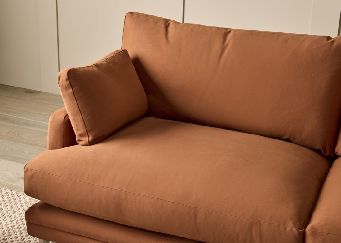 Squisharoo Sofa in Broken Pot Orange Twill