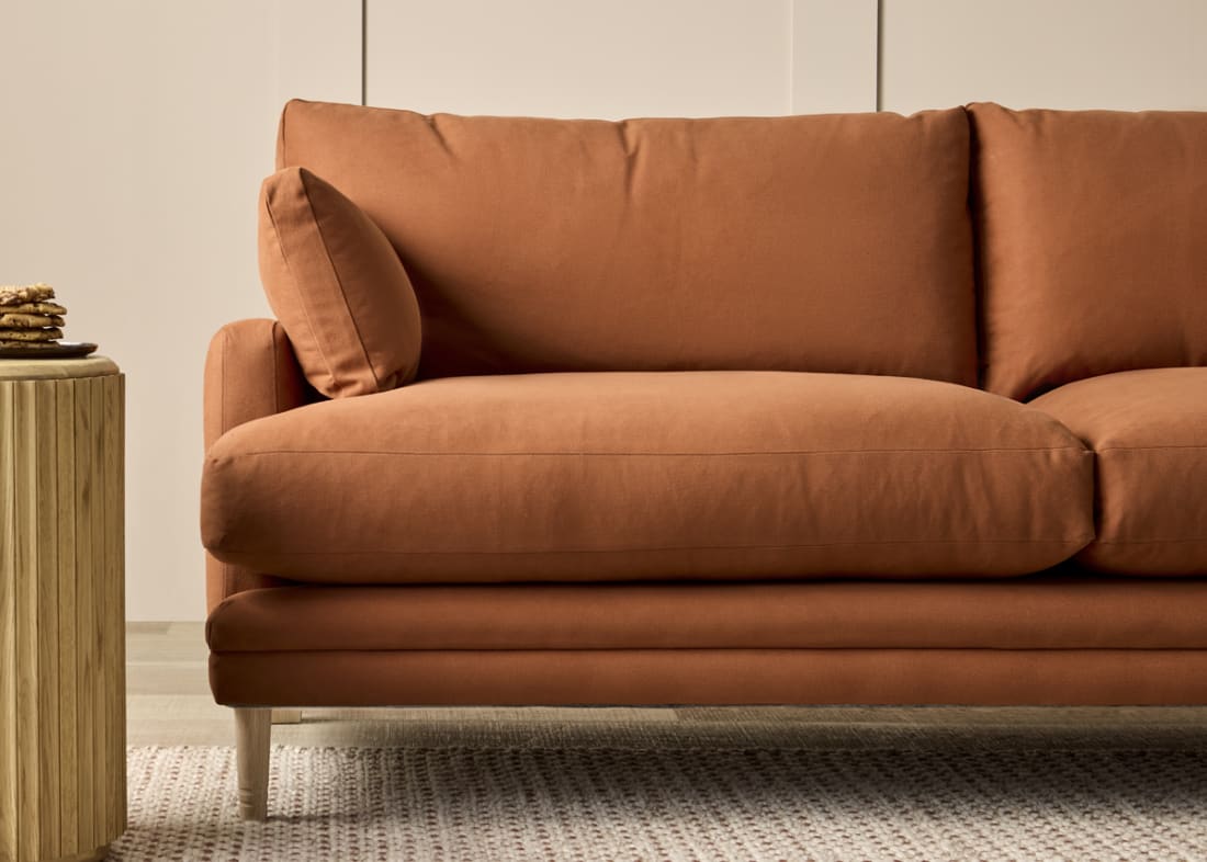 Squisharoo Sofa in Broken Pot Orange Twill