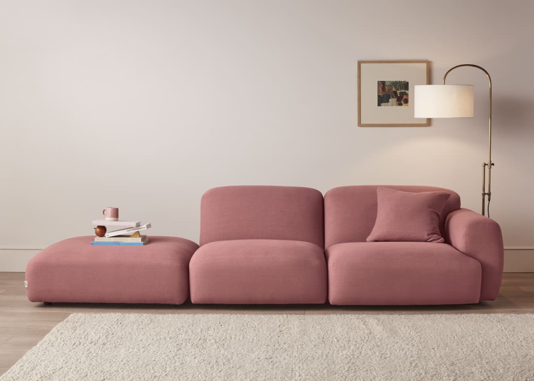 Squishblocks Modular Chaise Longue in Jam Sandwich Pink Linen