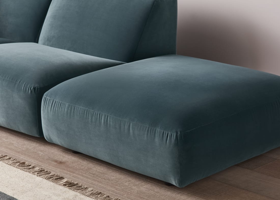 Squishblocks Modular Corner Chaise in Sopping Seagrass Teal Velvet