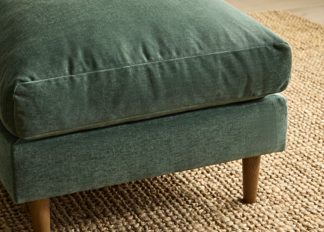 Squishmeister Footstool in Secret Garden Green Chenille