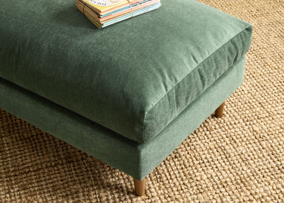 Squishmeister Footstool in Secret Garden Green Chenille